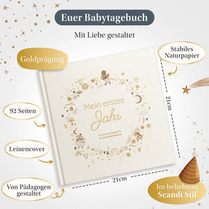 Babyalbum Mein erstes jahr Scandi Leinen