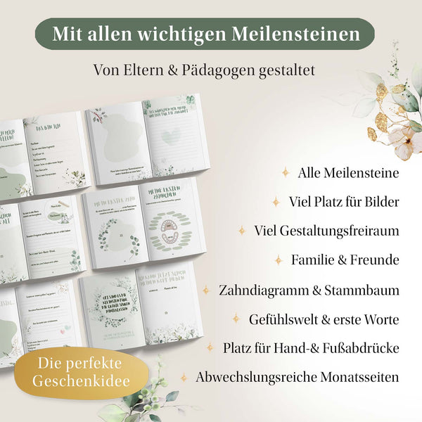 Babytagebuch: Gestalte liebevoll Meilensteine, Bilder und Erinnerungen – das perfekte Geschenk für Eltern.