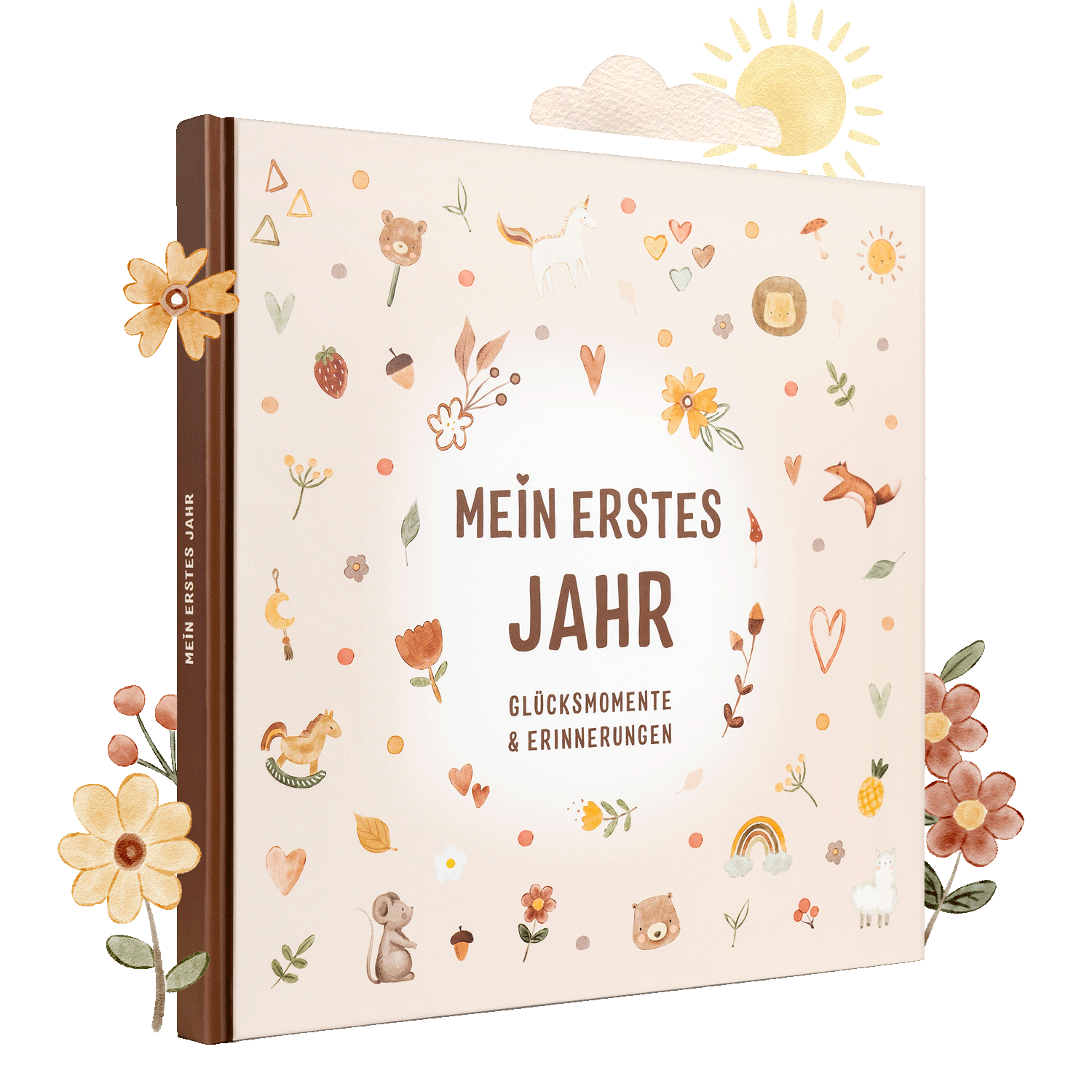 Mein erstes Jahr: Euer Babytagebuch für Glücksmomente & Erinnerungen, liebevoll gestaltet mit kindgerechten Illustrationen.