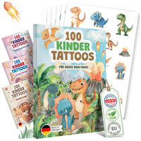 Eulentaler Kindertattoos Dino: Packung mit 100 Dino-Tattoos, mit Tattoo-Bögen, Dermatest sehr gut, vegan, Made in Germany