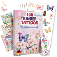 Eulentaler Kindertattoos Schmetterlinge: Packung mit 100 Schmetterlings-Tattoos, mit Tattoo-Bögen, Dermatest sehr gut, vegan, Made in Germany