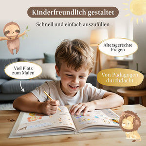 Junge füllt Freundebuch aus