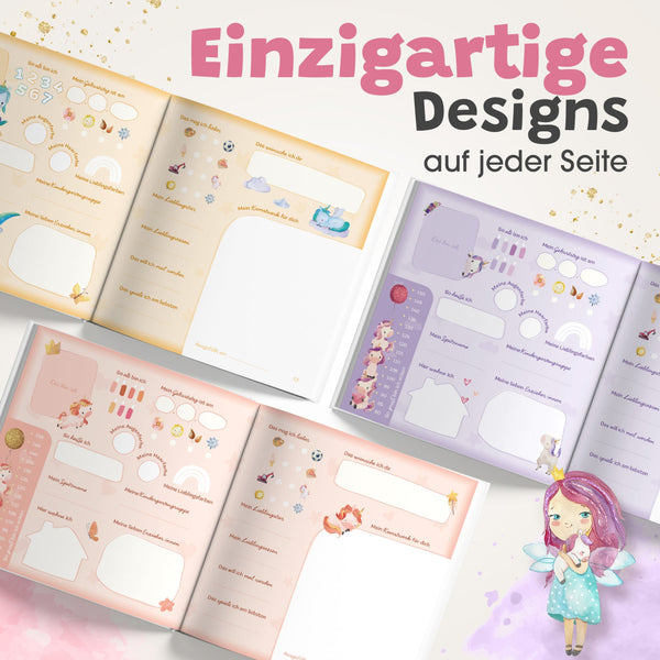 Eulentaler Kindergarten-Freundebuch mit Einhörnern und Feen, Hardcover, Goldprägung und dickem, stabilem Papier