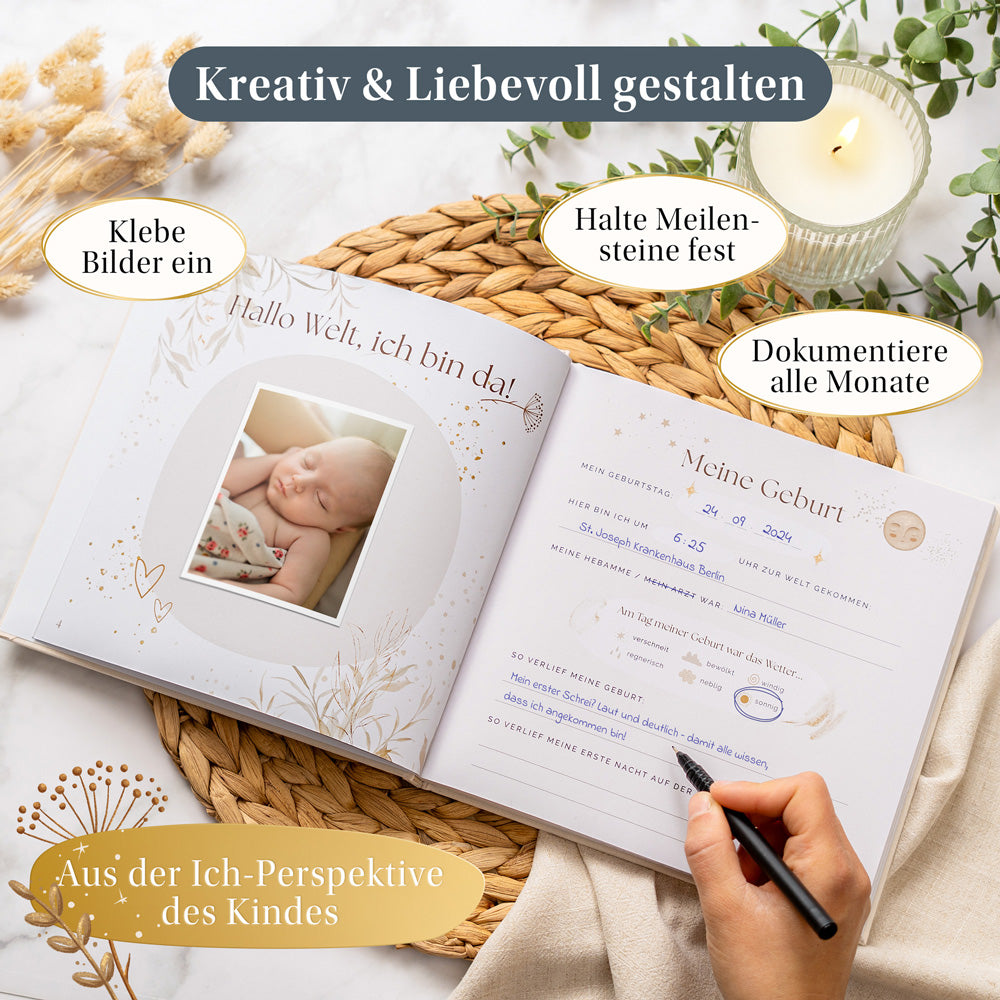 babyalbum mein erstes jahr scandi mit leinenumschlag