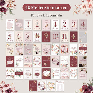 48 Meilensteinkarten für das 1. Lebensjahr: Halte die schönsten Momente deines Babys fest und erstelle unvergessliche Erinnerungen.