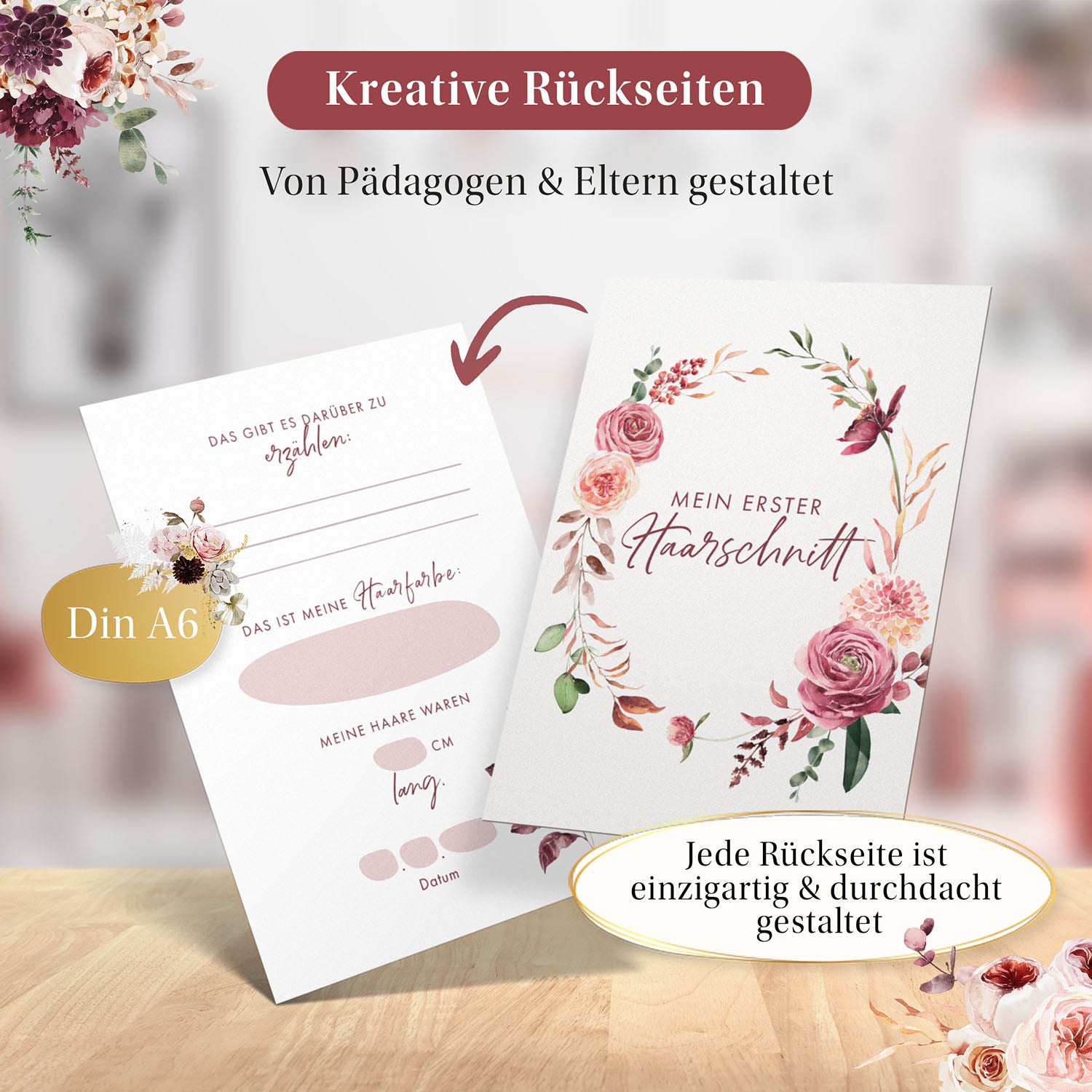Kreative Rückseiten: Jede Meilensteinkarte bietet Platz für persönliche Erinnerungen und Details, gestaltet von Pädagogen & Eltern.