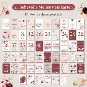 55 liebevolle Meilensteinkarten für deine Schwangerschaft – besondere Augenblicke im Verlauf der Schwangerschaft festhalten.