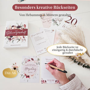 Meilensteinkarten für die Schwangerschaft – kreative Rückseiten gestaltet von Hebammen und Müttern für besondere Erinnerungen.