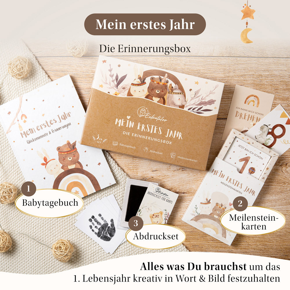 Babytagebuch, Meilensteinkarten, Baby Abdruckset