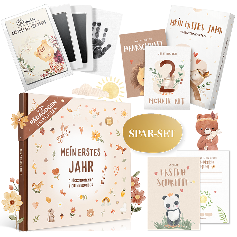 Babytagebuch, Meilensteinkarten und Abdruckset