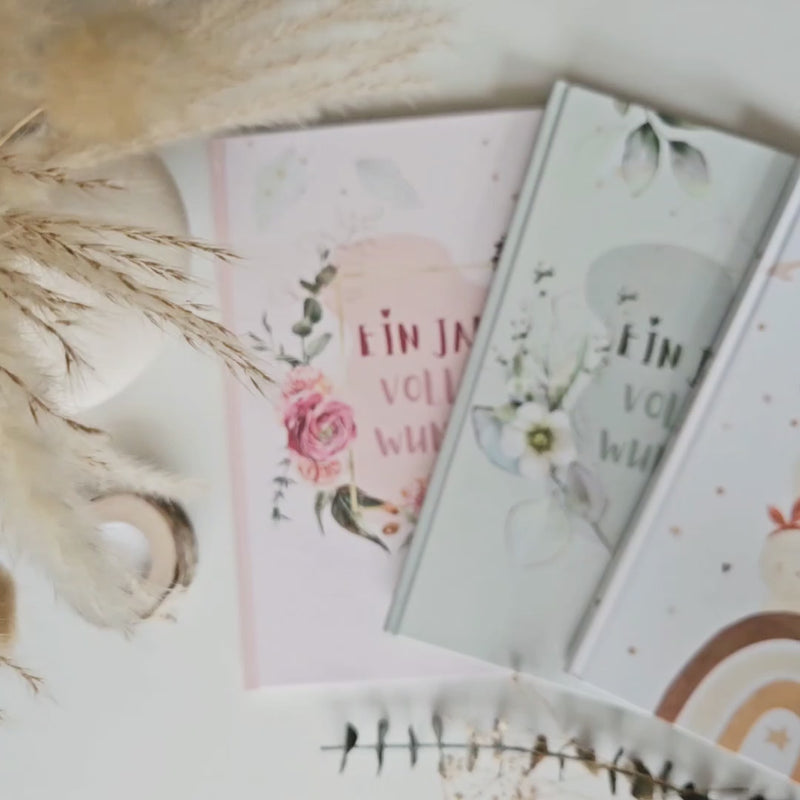 Video Eulentaler Babyalben in Boho, Grün und Rosa